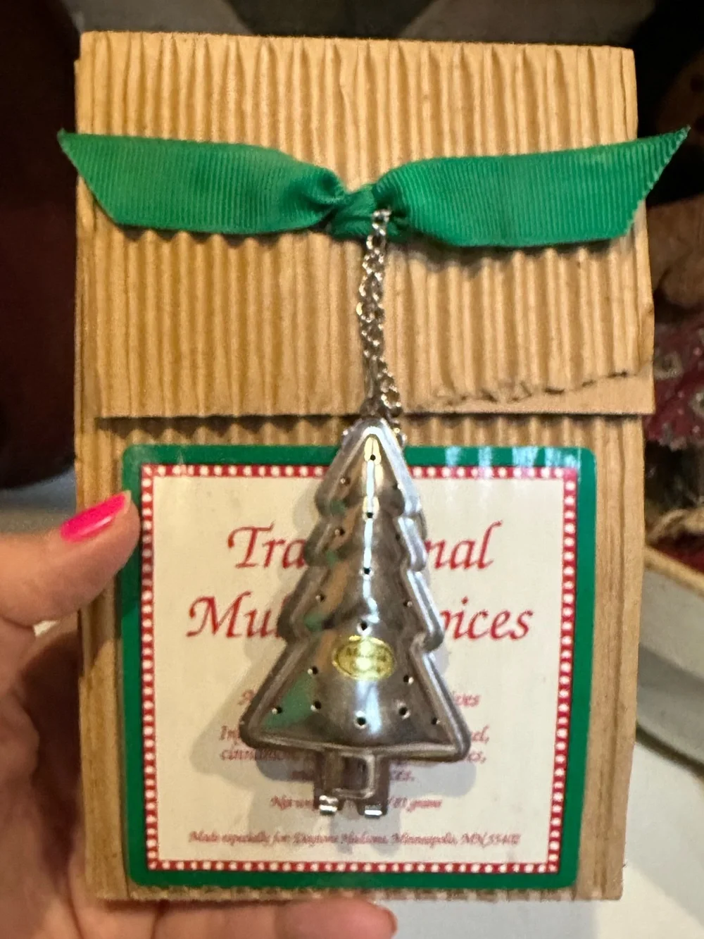 VTG TRADITIONAL MULLING SPICES STAINLESS CHRISTMAS TREE TEA SPICE INFUSER CIDER